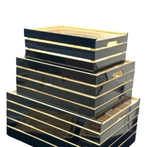 Black Mirror Patterned Crates with Slide