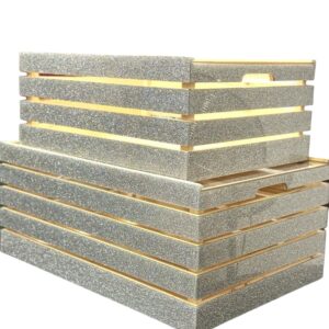 Silver Patterned Crates with Slide