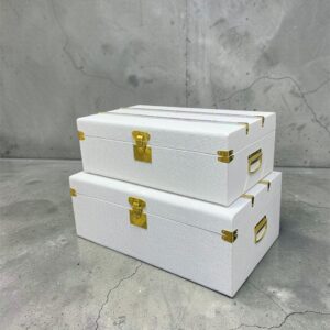 White Luggage Style with Gold Hardware