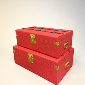 Red Luggage Style with Gold Hardware