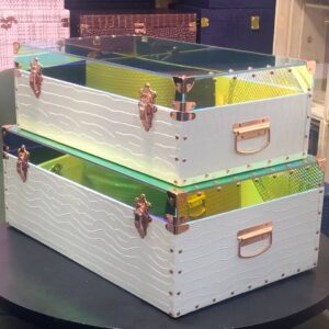 White Acrylic Top Luggage with Rose-Gold Hardware